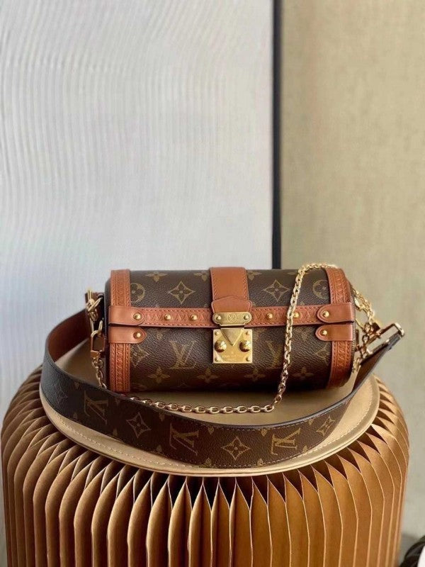 Papillon Trunk Monogram Bag With OG Box Dust Bag & Extra Shoulder Strap (Brown - 790)