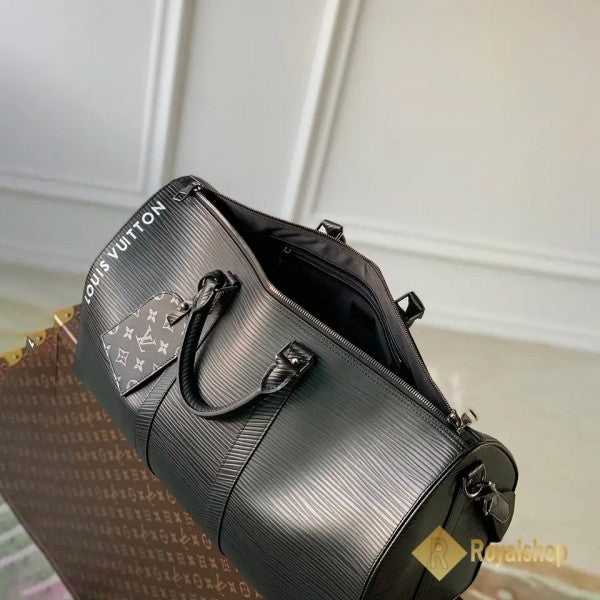 Keepall Bandoulire Premium Monogram Unisex Duffle Bag With Dust Bag & Accessories (Black - 680)
