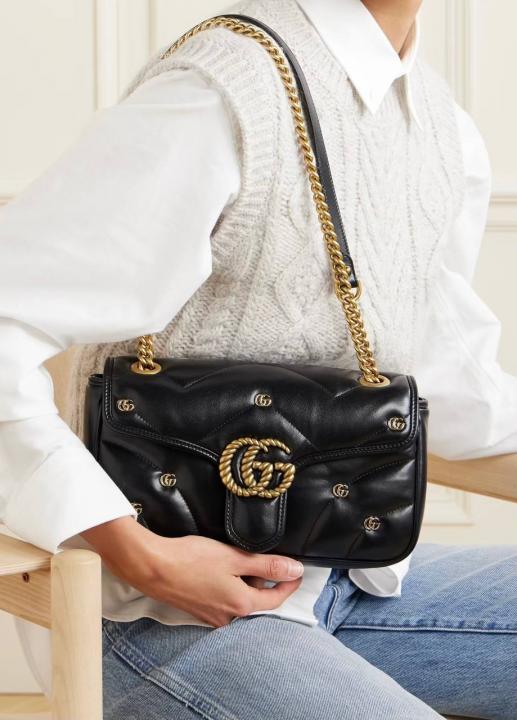 Marmont Limited Edition Premium Shoulder Bag With OG Box & Premium Dust Bag & Carry Bag (Black - 955)