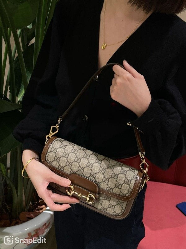 Horsebit 1955 Monogram Crossbody Shoulder Bag With OG Box & Dust Bag (Brown - 987)