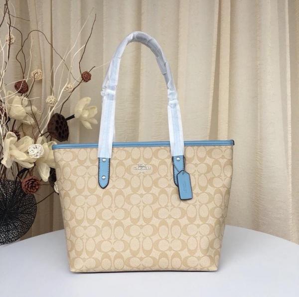Signature City Tote Bag With OG Box & Dust Bag (Beige Blue - 1118)
