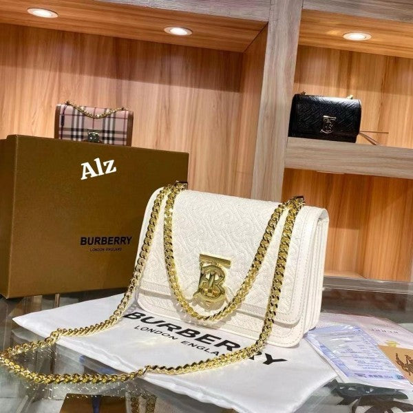 TB Monogram Shoulder Bag With OG Box & Dust Bag (White - 347)