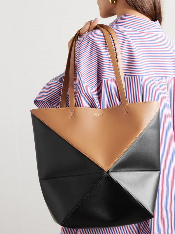Limited Edition Puzzle Fold Tote Bag With OG Box & Dust Bag (Tan Black - 697)