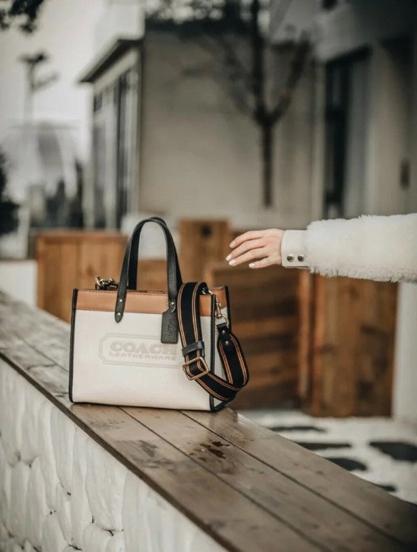Field Tote Bag With OG Double Box & Dust Bag & Shoulder Strap (White - 116)
