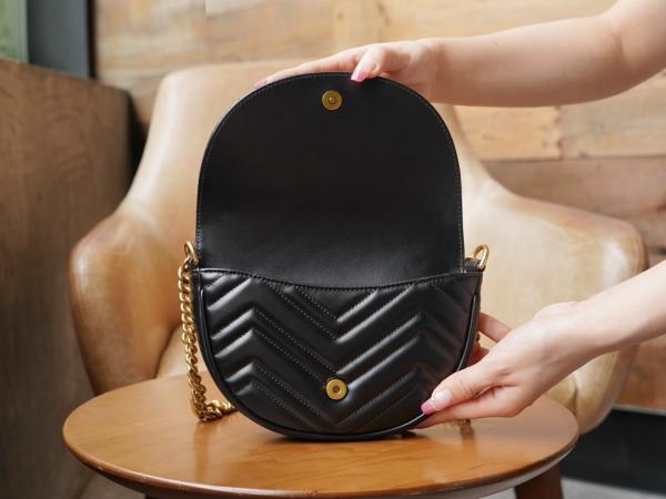 Marmont Moon Premium Shoulder Bag With OG Box & Premium Dust Bag & Carry Bag (Black - 904)