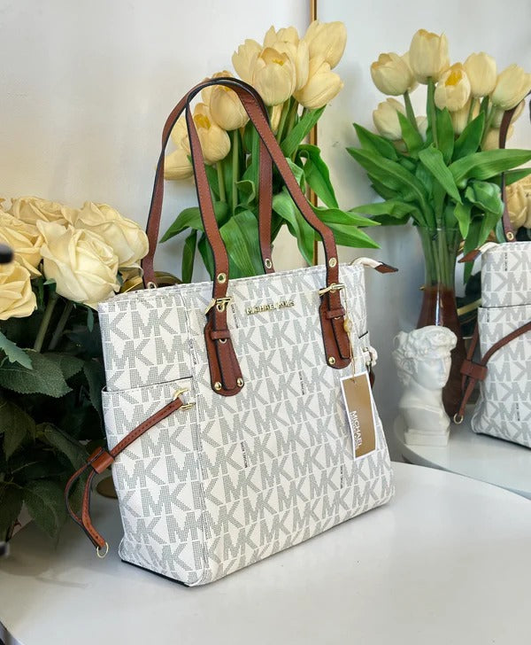 Voyager Tote Bag With Side Pocket & Dust Bag (White - 972)