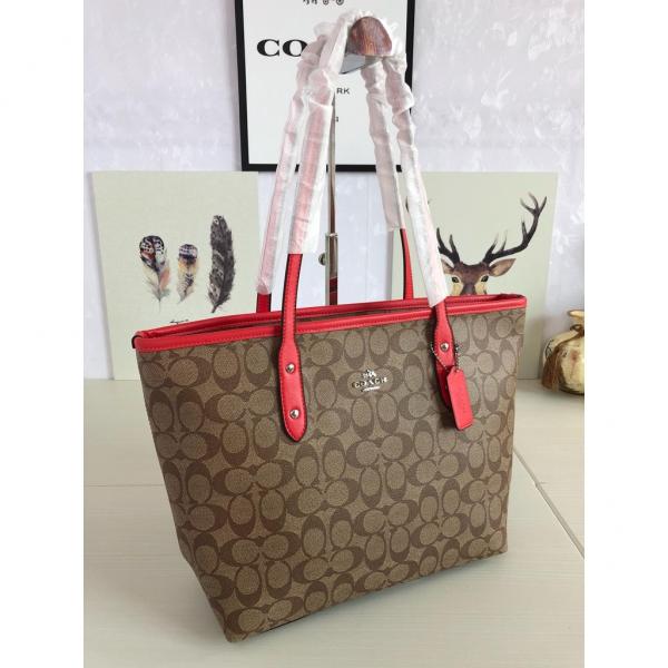 Signature City Tote Bag With OG Box & Dust Bag (Apricot Red - 810)