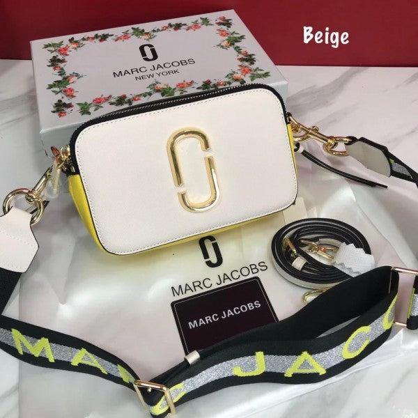 MJ Snapshot Crossbody Bag With 2 Belts OG Box & Dust Bag (White Yellow - 152)