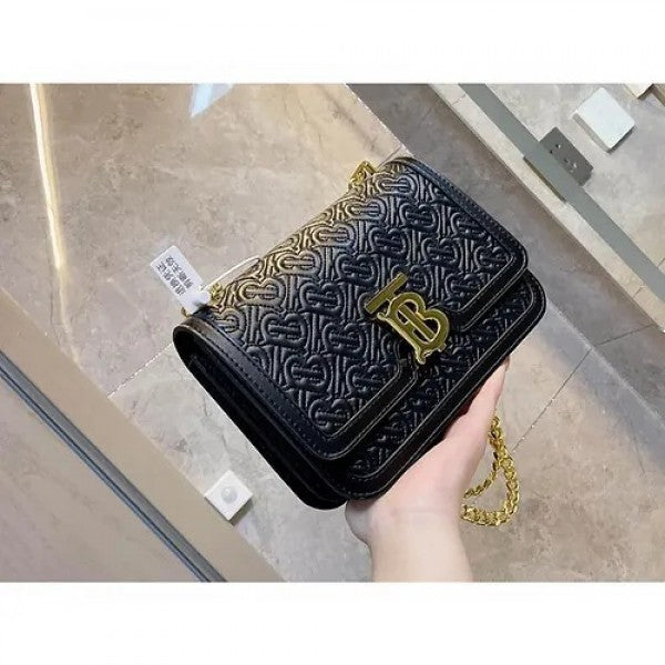 TB Monogram Shoulder Bag With OG Box & Dust Bag (Black - 346)
