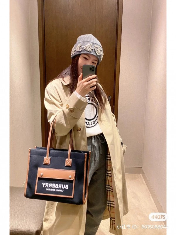 Horseferry London Tote Bag With Dust Bag (Black Brown - 985)