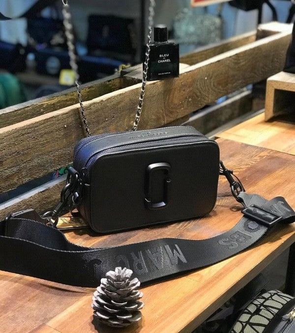 MJ Snapshot Crossbody Bag With 2 Belts OG Box & Dust Bag (All Black - 170)