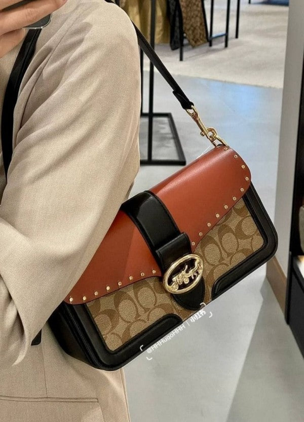 Georgie Signature Shoulder Bag With OG Box & Dust Bag (Red - 132)