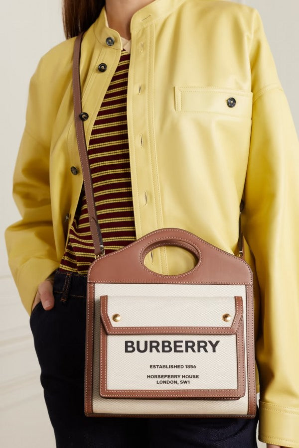 BB Two Tone Canvas and Leather Pocket Premium Quality Bag With OG Box & Dust Bag 228