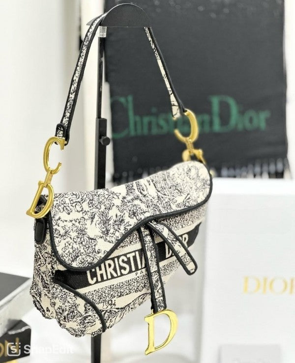 Saddle Black Embroidery With OG Box & Dust Bag (Black Tiger - 129)