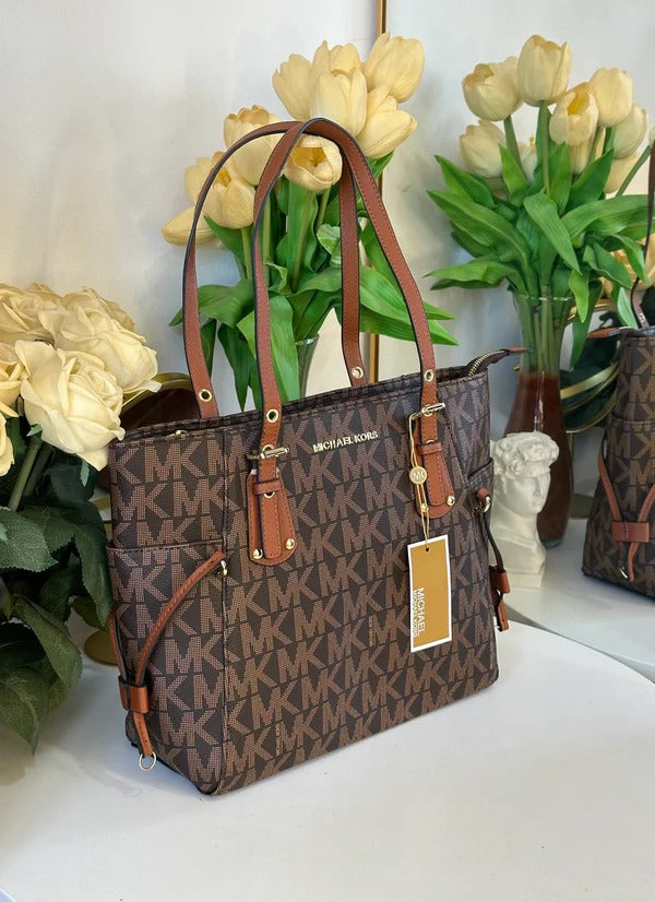 Voyager Tote Bag With Side Pocket & Dust Bag (Brown - 971)