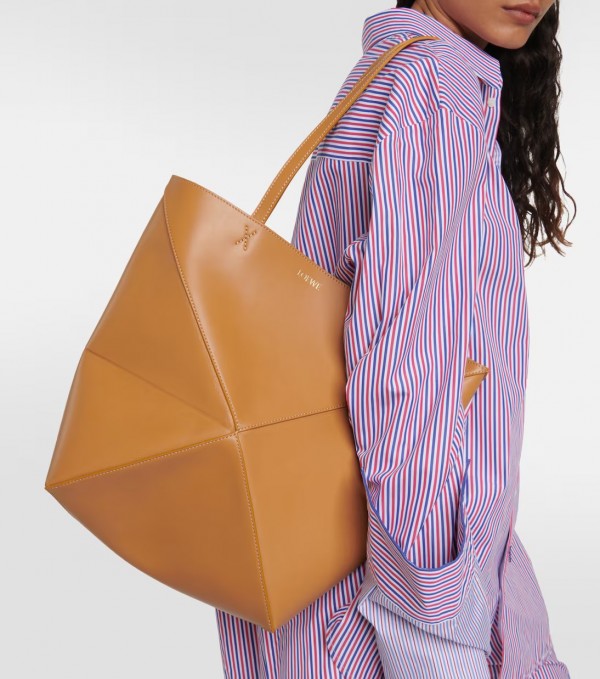 Limited Edition Puzzle Fold Tote Bag With OG Box & Dust Bag (Brown - 698)