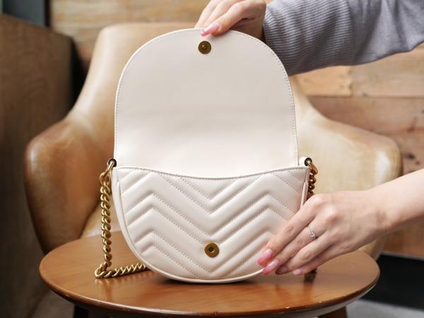 Marmont Moon Premium Shoulder Bag With OG Box & Premium Dust Bag & Carry Bag (White - 905)