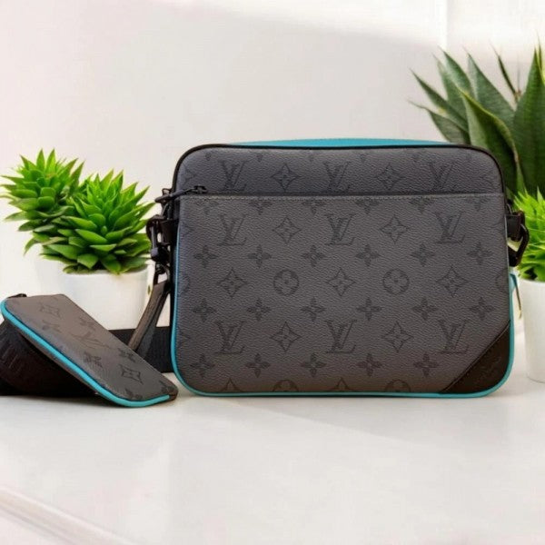 Virgil Abloh Trio Messenger Multi Crossbody Bag With OG Box & Dust Bag (Blue - 993)