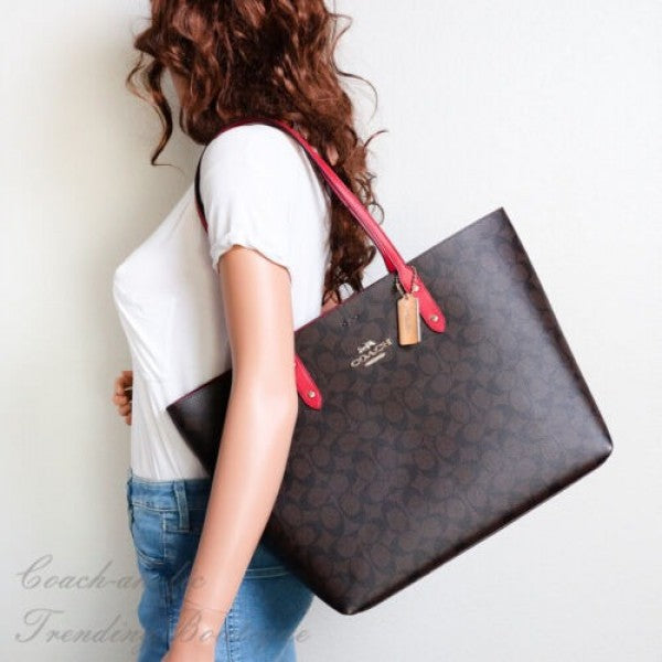 Signature City Tote Bag With OG Box & Dust Bag (Dark Brown - 829)