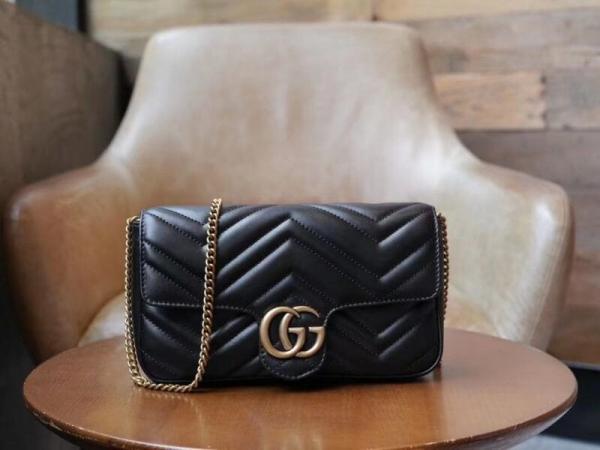 Marmont With Pouch Premium Shoulder Bag With OG Box & Premium Dust Bag & Carry Bag (Black - 877)