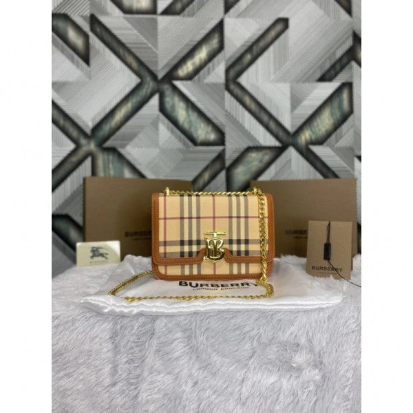 TB Monogram Quilted Shoulder Bag With OG Box & Dust Bag (Cheks - 348)