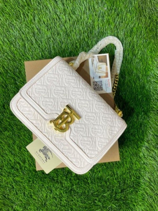 TB Monogram Shoulder Bag With OG Box & Dust Bag (White - 347)