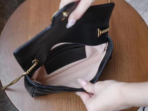 Marmont With Pouch Premium Shoulder Bag With OG Box & Premium Dust Bag & Carry Bag (Black - 877)