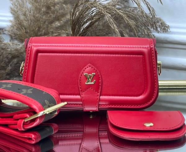 Canta Officer Pochette Bag With OG Box & Dust Bag & Shoulder Strap (Red - 1020)