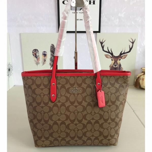 Signature City Tote Bag With OG Box & Dust Bag (Apricot Red - 810)
