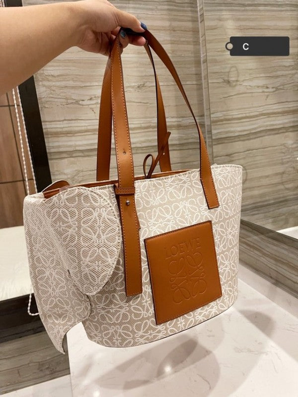 Elephant Anagram Premium Edition Basket Tote Bag With Dust Bag (White - 701)