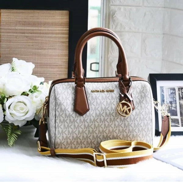 Boston Sling Hand Bag With Dust Bag & Shoulder Strap (White - 320)