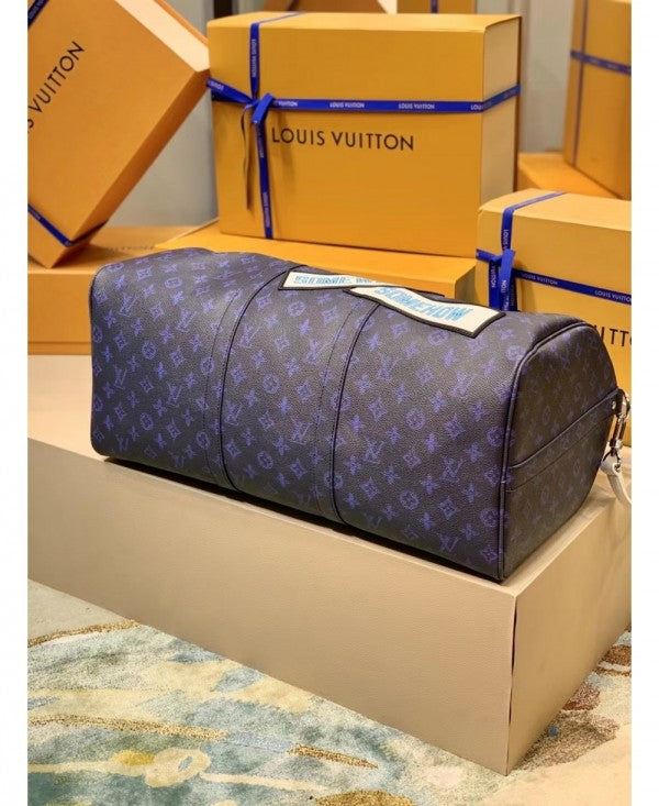 Keepall Bandoulire Somewhere Somehow Premium Monogram Unisex Duffle Bag With Dust Bag & Accessories (Orchid - 682)