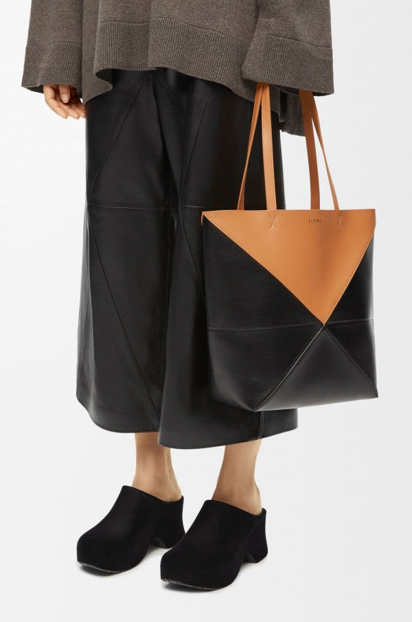 Limited Edition Puzzle Fold Tote Bag With OG Box & Dust Bag (Tan Black - 697)