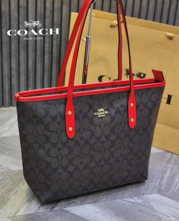 Signature City Tote Bag With OG Box & Dust Bag (Dark Brown - 829)