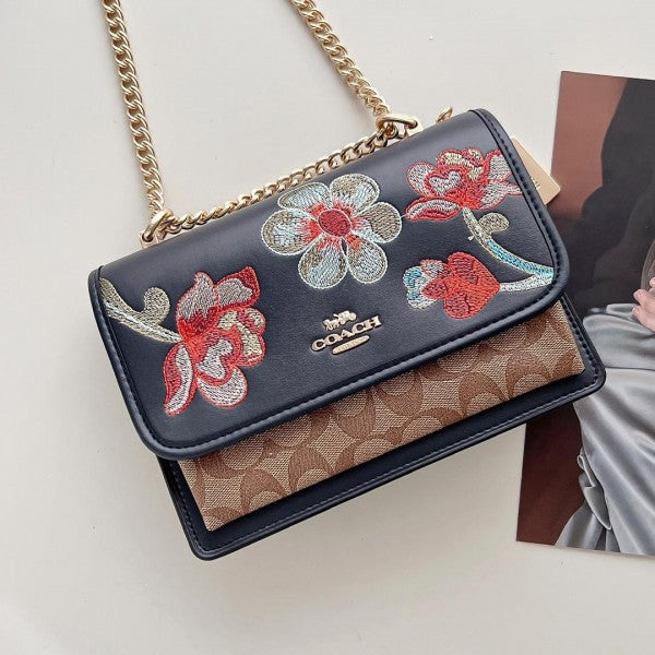 Klare Floral Signature Crossbody Bag With OG Box & Dust Bag (Floral Black - 380)