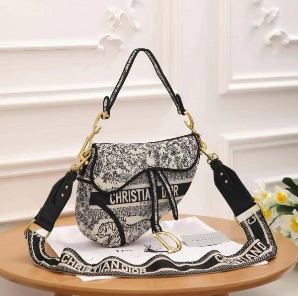 Saddle Black Embroidery With OG Box & Dust Bag (Black Tiger - 129)