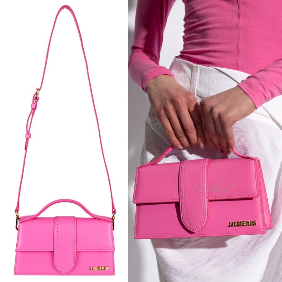 Le Bambino Long Flap Bag With OG Box Dust Bag & Sling Belt (Pink - 1172)