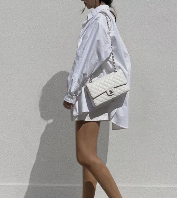 Classic Jumbo Flap Shoulder Bag With OG Box & Dust Bag (White - 114)