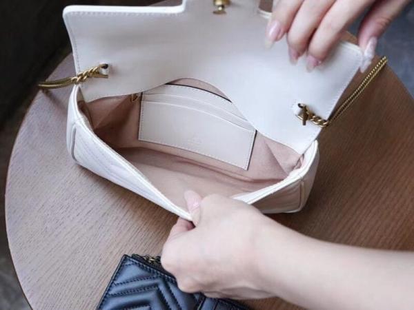 Marmont With Pouch Premium Shoulder Bag With OG Box & Premium Dust Bag & Carry Bag (White - 878)