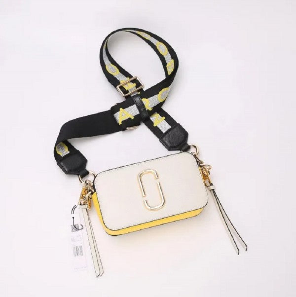 MJ Snapshot Crossbody Bag With 2 Belts OG Box & Dust Bag (White Yellow - 152)
