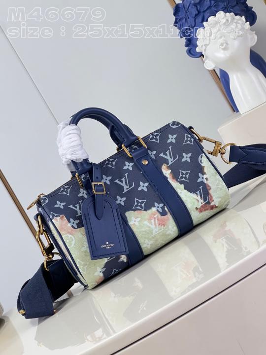 Keepall Bandouliere Monogram Travel Speedy With OG Magnetic Box & Dust Bag (Blue Multi - 960)