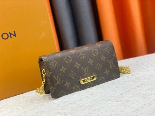 Lily Chain Monogram Premium Handbag With OG Box & Dust Bag (Brown - 1181)