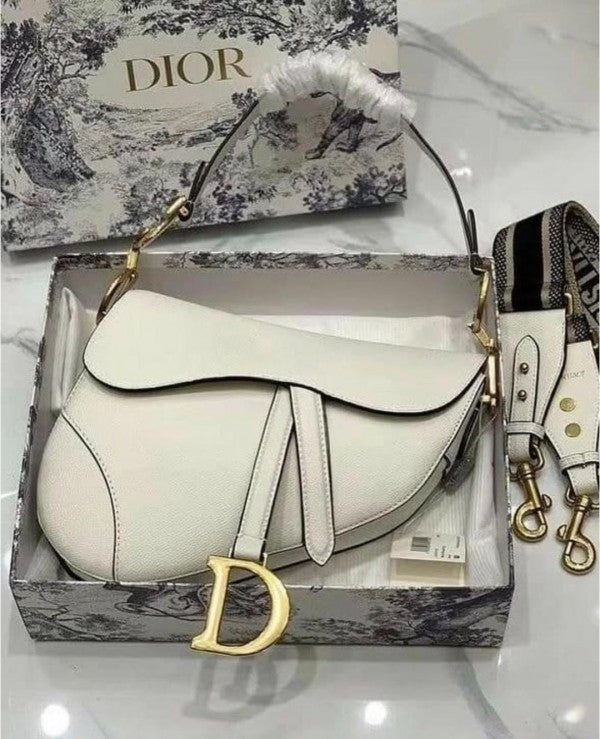 Saddle Premium Leather White With OG Box & Dust Bag (White - 1026)