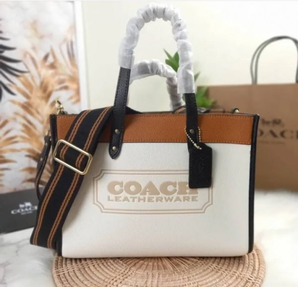 Field Tote Bag With OG Double Box & Dust Bag & Shoulder Strap (White - 116)
