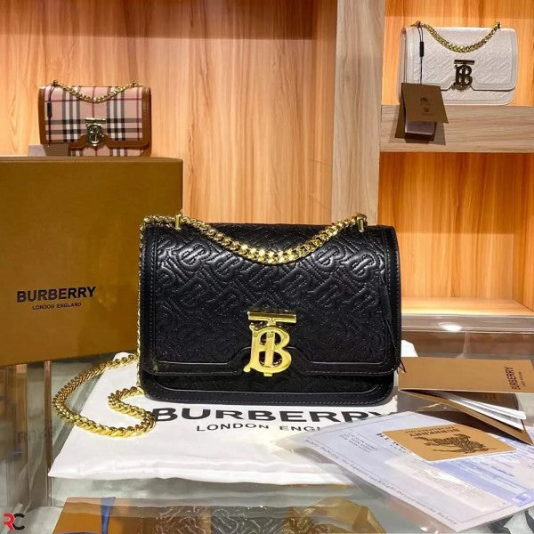 TB Monogram Shoulder Bag With OG Box & Dust Bag (Black - 346)