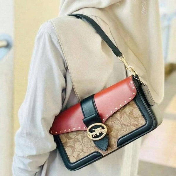 Georgie Signature Shoulder Bag With OG Box & Dust Bag (Red - 132)