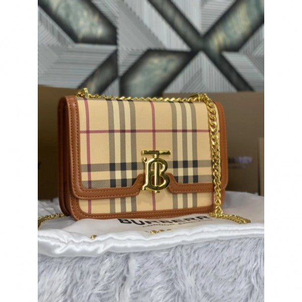TB Monogram Quilted Shoulder Bag With OG Box & Dust Bag (Cheks - 348)