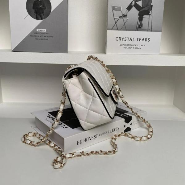Pearl Classic Panda Flap Shoulder Bag With OG Box & Dust Bag (White - 1202)