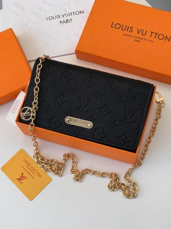 Lily Chain Monogram Premium Handbag With OG Box & Dust Bag (Black - 1180)