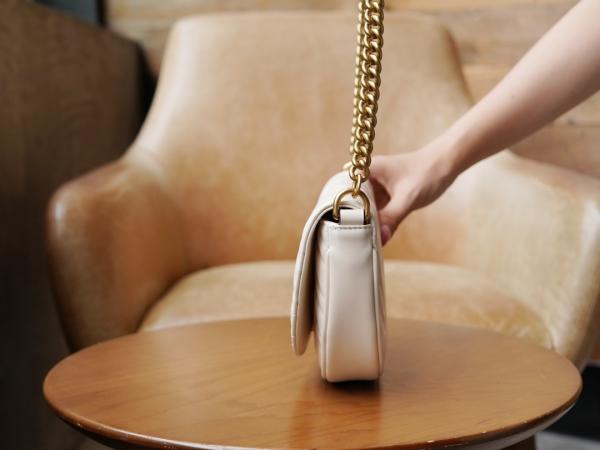 Marmont Moon Premium Shoulder Bag With OG Box & Premium Dust Bag & Carry Bag (White - 905)